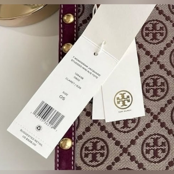 Tory Burch NWOTs Mini T Monogram Jacquard Studded North-South Tote Bag - Picture 16 of 16
